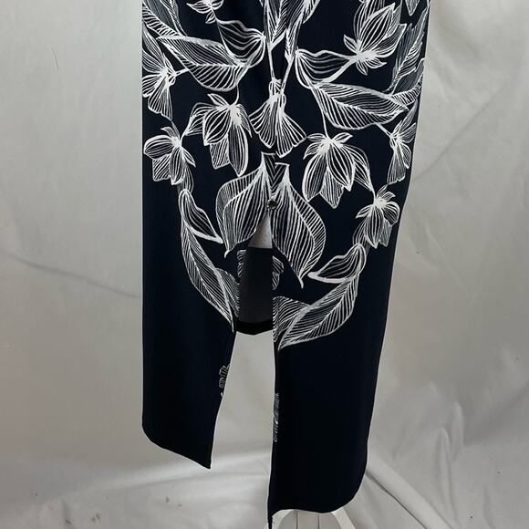 Calvin Klein Black With White Floral Print Beach Cruise Dress NWOT Size M - Picture 5 of 13